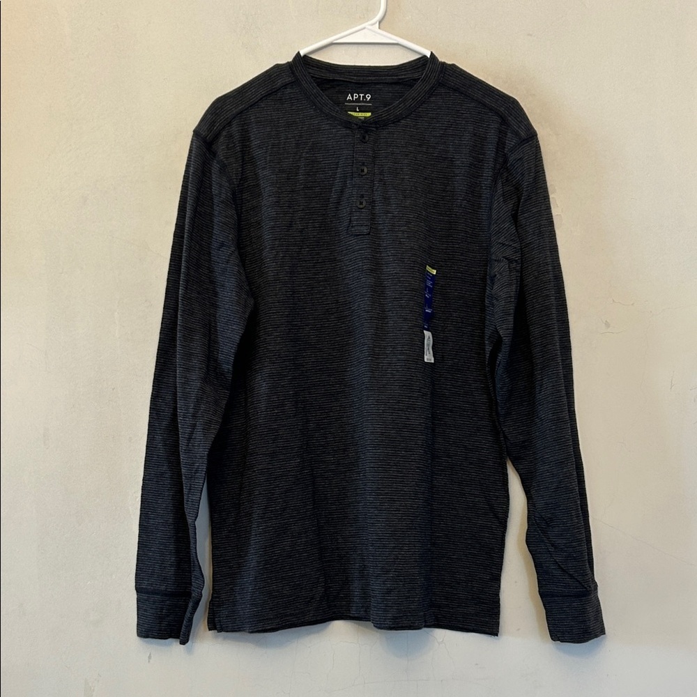 Apt. 9 Men's Charcoal Long Sleeve Henley Size L New